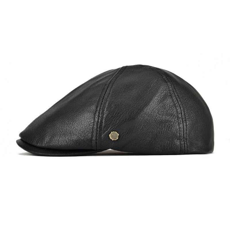 VOBOOM Leather Ivy Newsboy Caps 6 Panel Cabbie Beret Hat (7 1/4, Black) - Image 2